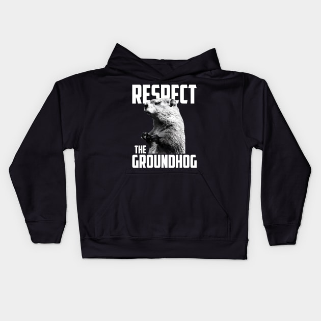 Respect The Groundhog Ground Hog Day Kids Hoodie by LEGO